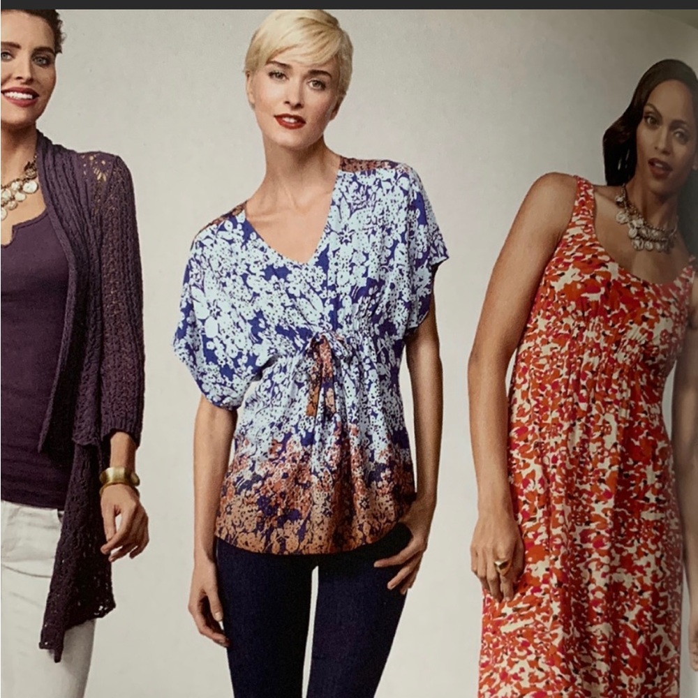 CAbi Ombré Boho hippie tunic Tie Waist Top | Medium